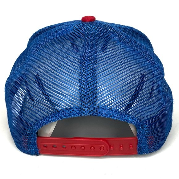 Quiksilver New Era Blue & Red Embroidered Spell Out Snap Back Trucker Hat Cap OS - Picture 5 of 8